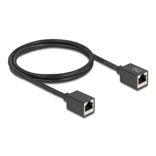 Delock Hálózat bővítő kábel RJ45 anya - RJ45 anya Cat.6A S/FTP 1 m fekete 130344053