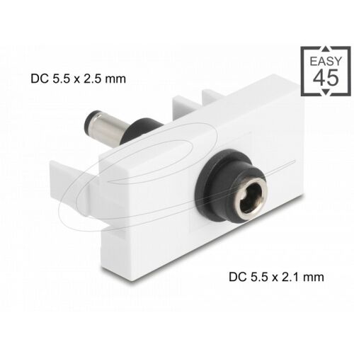 Delock Easy 45 modul DC 5,5 x 2,1 mm anya - DC 5,5 x 2,5 mm apa fehér 130344100