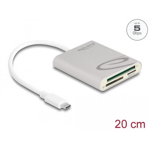 Delock USB Type-C kártyaolvasó Compact Flash, SD vagy Micro SD memóriakártyákhoz