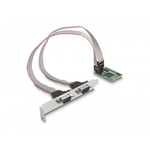Delock Mini PCIe kártya teljes méret - 2 x Soros RS-232 D-Sub 9 tűs