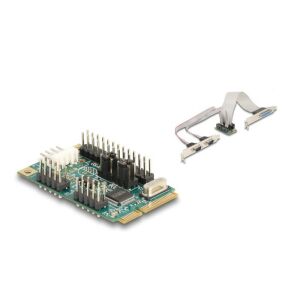 Delock Mini PCIe I/O PCIe teljes méretű 1 x párhuzamos, 2 x soros RS-232 tápfeszültséggel 5 V / 12 V 130344131 - Mini PCI Express átalakító