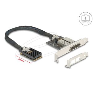 Delock Mini PCIe I/O PCIe teljes méretű 2 x SFP Gigabit LAN 130344134 - Mini PCI Express átalakító
