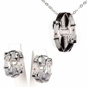 Arany tónusú Emporia Ötvözetű Szett Fehér Emporia® Kristállyal ( Nyaklánc+Fülbevaló+Medál ), 2956 130419926 - Emporia