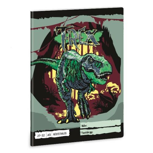 Füzet ARS UNA A/5 32 lapos kockás 27-32 T-Rex 140021514 - Füzet
