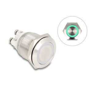 Delock Nyomógomb beszereléshez 19 mm 4 db. csavarhely LED zöld 130426097 - Beléptető rendszer