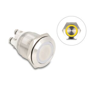 Delock Nyomógomb beszereléshez 19 mm 4 db. csavarhely LED sárga 130426096 - Beléptető rendszer