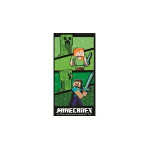 Plážová osuška Minecraft s postavičkami Creeper, Alex a Steve, 70x140 cm - Uterák