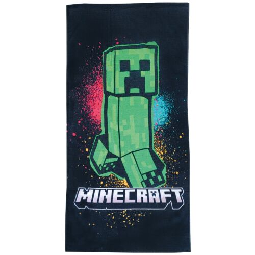 Minecraft Creeper Dark strandtörölköző, 70x140 cm, fekete alapon zöld creeperrel - Dekoráció