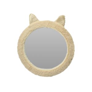Lustro dekoracyjne do pokoju dziecięcego, wzór kotek, 31 cm, kolor kremowy