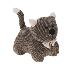 Stoper do drzwi w kształcie kotka, kolor brązowy, 19x20 cm