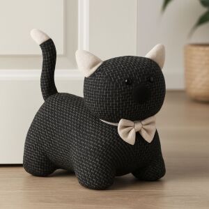 Стопер за врата, във формата на коте, черен цвят, 19x20 см 135911551 - Врата