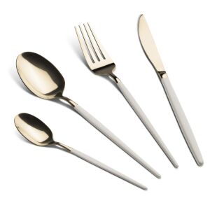 Cutlery set 24 pieces, set of 6, with shiny gold cream Berlinger Haus BH 3070 130440234 - Cutlery