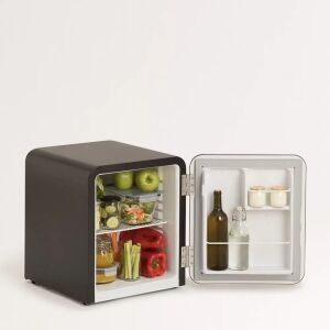 CREATE Ретро мини хладилник, черен, отворен, показващ вътрешното пространство - Мини хладилник