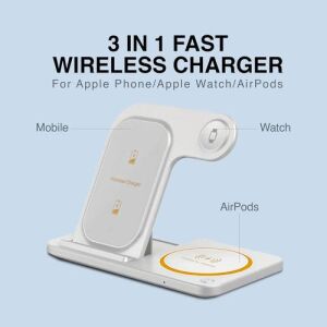 Ven-Dens VD-WLC014, 3 v 1, 15 W, Qi, telefón/hodinky/slúchadlá, skladacie, biele, bezdrôtová nabíjacia stanica 135873969 - Bezdrôtové nabíjačky