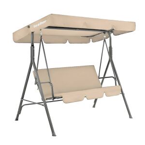 Serenita beige Gartenschaukelbett mit Baldachin, bequeme Sitzgelegenheit für den Außenbereich - Gartenmöbel