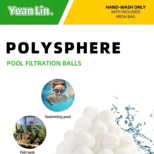 Yuan Lin. Polysphere medenceszűrő golyók, 500g, hálós táskával, kézi mosás, úszómedencékhez és akváriumokhoz - Vízforgató kiegészítő