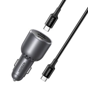 UGREEN EC705 USB + 2x USB-C 130W + 1m 5A kábel autós töltő
