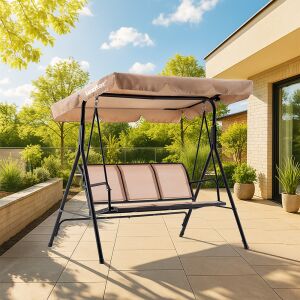 Lexzter Como beige Garten Schaukelbett für drei Personen - Gartenmöbel