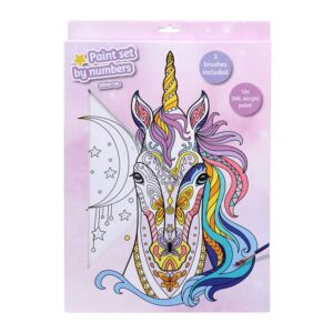 Malen-nach-Zahlen-Set – Einhornmuster | 30x40 cm | 12 Acrylfarben + 3 Pinsel