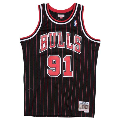 Mitchell & ness chicago bulls dennis rodman 95-96' #91 alt. swingman 2.0 jersey kosárlabda mez fekete/piros m