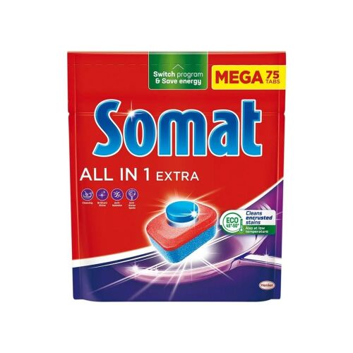 Somat All in 1 Extra mosogatógép tabletta, 75 darabos, a tiszta edényekért és az energiatakarékosságért
