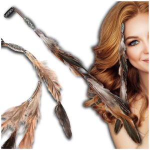 Hajcsat bézs boho toll kiegészítőkkel