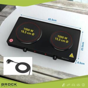 Brock EP 200 BK, 2500W, 2-zonska, 18,5 i 15,5 cm, lijevano željezo, prijenosna, crna, električna ploča za kuhanje 135908721 - Prijenosna ploča za kuhanje i Štednjak