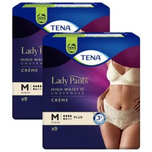 Tena Lady Pants Plus Creme M, Inkontinenzunterwäsche mit hohem Bund, 2er-Pack - Tena Inkontinenzeinlagen