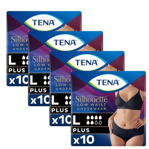 Tena Silhouette Plus Черно бельо за инконтиненция с ниска талия L, 4 опаковки x 10 броя