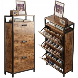 Rusztikus barna cipőszekrény - Vintage Industrial 3 polccal 