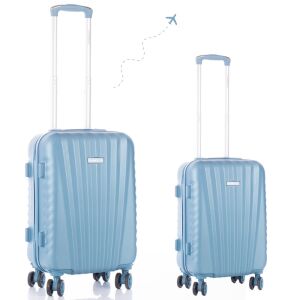 Leonardo Da Vinci hellblaues Kabinenkoffer-Set mit Teleskopgriff - Zubehör Kleidung