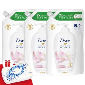 Dove Liquid Soap Refill Glowing 3x500ml + Gift Manicure Set 130490777