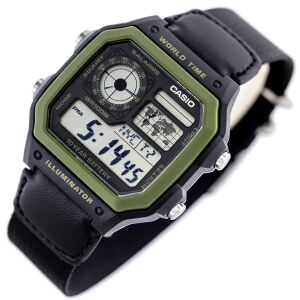 Casio AE-1200WHB-1B férfi digitális sportóra, WR100, 42 mm, műanyag szíj