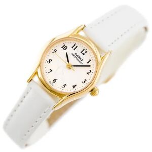 Casio LTP-1094Q-7B6 lányka karóra fehér bőrszíjjal, arany tok, WR30 130493266 - Női kiegészítő