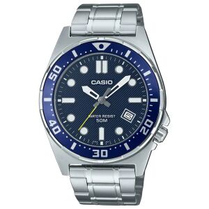 Casio MTD-135D-2A férfi karóra kék számlap, acél szíj, dátum, WR50 130494215 - Casio