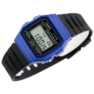 Casio F-91WM-2ADF kék digitális karóra, szögletes nézet - Casio