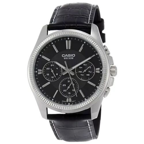 Ceas bărbătesc Casio MTP-1375L-1A, curea de piele, cadran negru, WR50 130494836