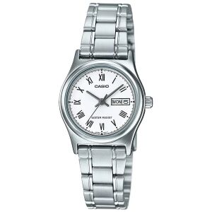 Casio LTP-V006D-7B női karóra, ezüst rozsdamentes acél szíj, fehér számlap - Casio