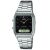 Casio Vintage AQ-230A-1DMQYES Unisex-Uhr, Edelstahlarmband, schwarzes Zifferblatt, flache Lage