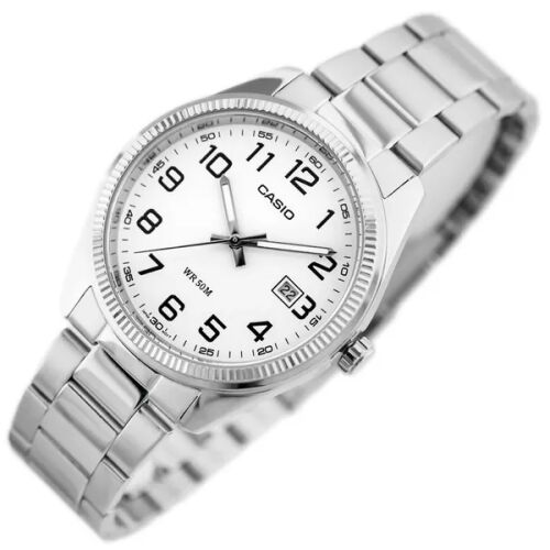 Casio MTP-1302PD-7B férfi ezüst rozsdamentes acél karóra fehér számlappal - Divat és öltözködés