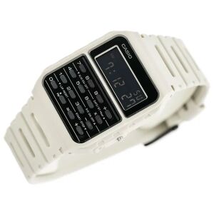 Casio Vintage CA-53WF-8B fehér számológépes karóra, ferde nézet - Casio