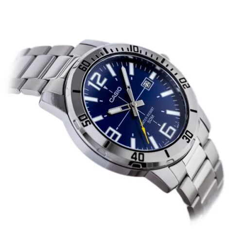 Casio MTP-VD01D-2B rozsdamentes acél férfi karóra kék számlappal