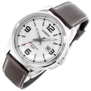 Casio MTP-1314L-7AVEF férfi karóra, bőrszíj, fehér számlap, 45 mm