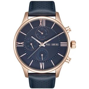 Paul Lorens férfi karóra, kék számlap, rózsaarany tok, bőr szíj, 45 mm 130498096 - Divat & Öltözködés