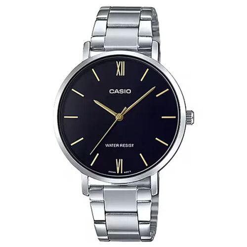 Casio LTP-VT01D-1B női karóra fekete számlappal és rozsdamentes acél szíjjal