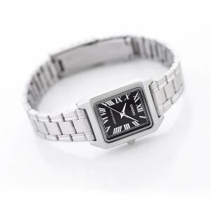 Casio LTP-V007D-1B silberne Damenuhr mit römischen Ziffern - Mode & Kleidung