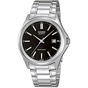 Casio MTP-1183A-1A férfi karóra – ezüst acél, fekete számlap, dátum, WR30
