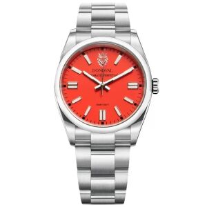 Donoval Tiffany DL0003 automata karóra vörös számlappal és rozsdamentes acél szíjjal - Divat & Öltözködés
