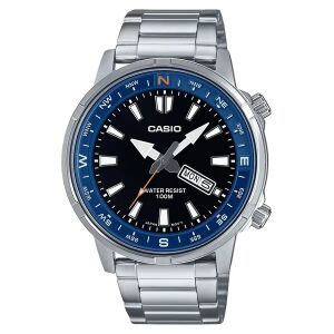 Casio MTD-130D-1A2 férfi karóra, rozsdamentes acél szíj, fekete számlap, vízálló - Férfiaknak