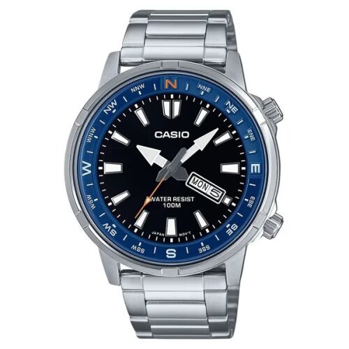 Casio MTD-130D-1A2 férfi karóra, rozsdamentes acél szíj, fekete számlap, vízálló